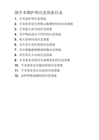 最新围手术期护理应急预案