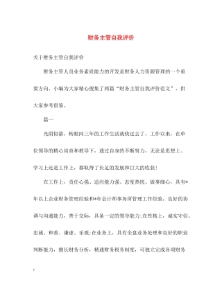 财务主管自我评价2