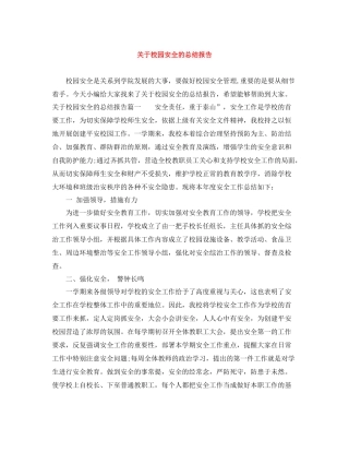 关于校园安全的总结报告