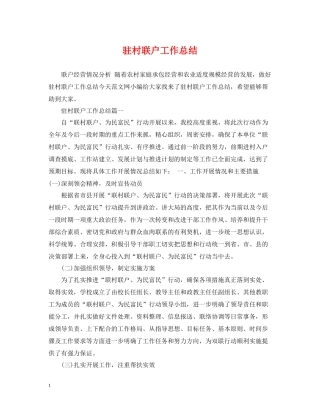 驻村联户工作总结