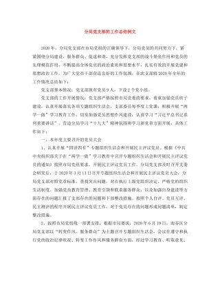 分局党支部的工作总结例文