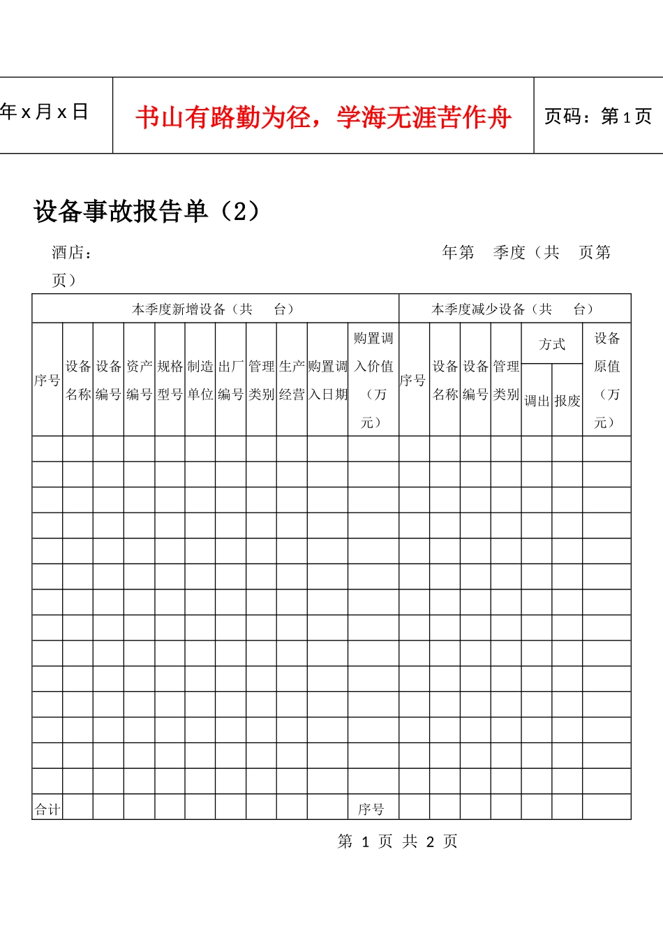 设备事故报告单（2）_第1页