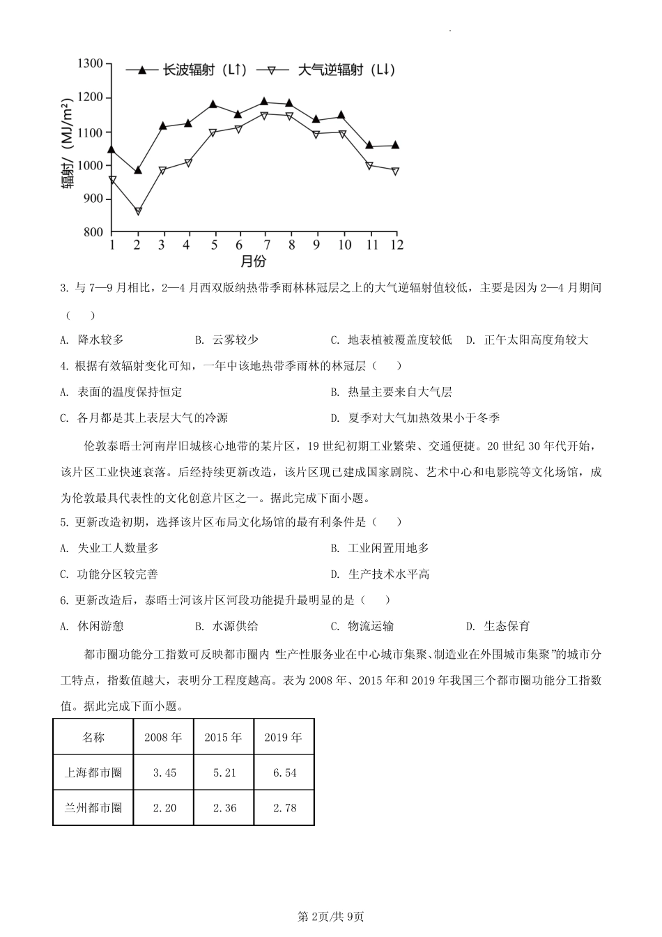 2024年高考真题地理(广东卷)含答案 _第2页