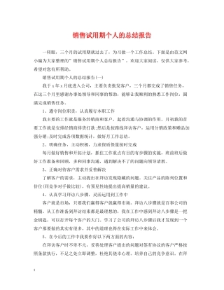 销售试用期个人的总结报告