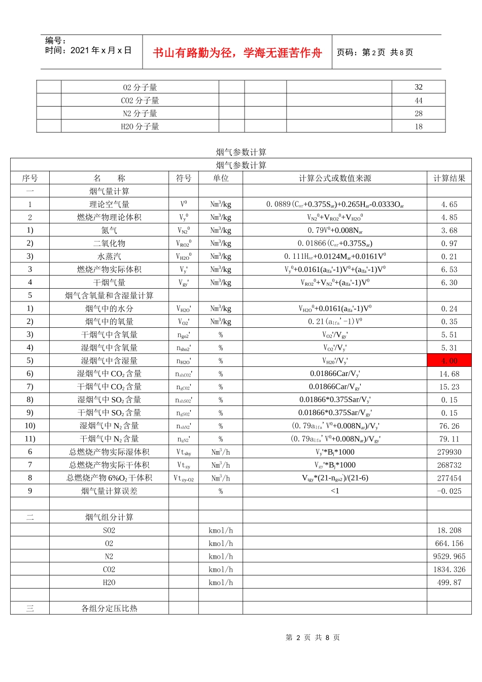 脱硫热、水、物料平衡计算_第2页