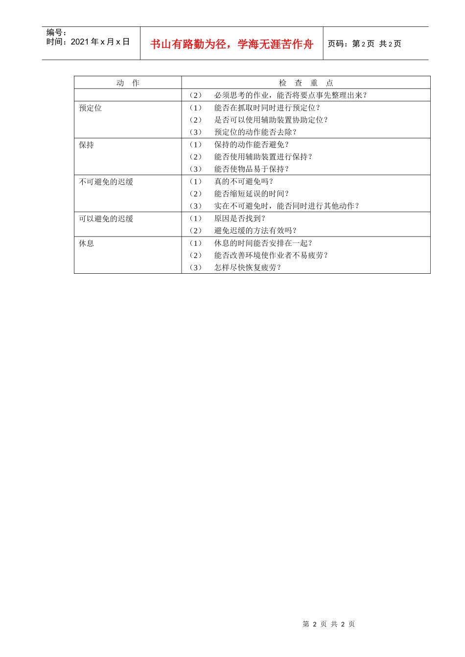 IE动作要素改善检查表_第2页