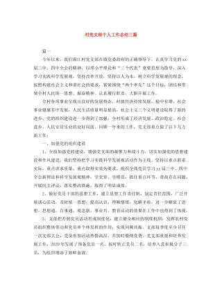 村党支部个人工作总结三篇