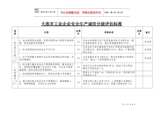 大连市工业企业安全生产诚信分级评估标准