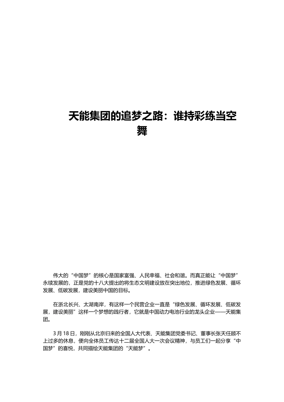 天能集团的追梦之路：谁持彩练当空舞_第1页