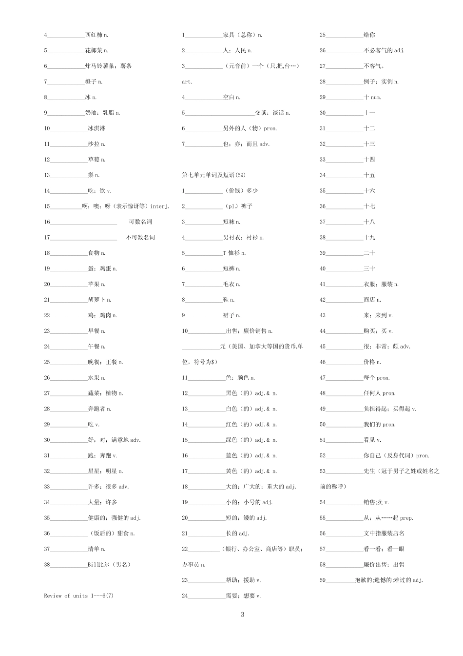 人教版初中英语单词默写版 _第3页