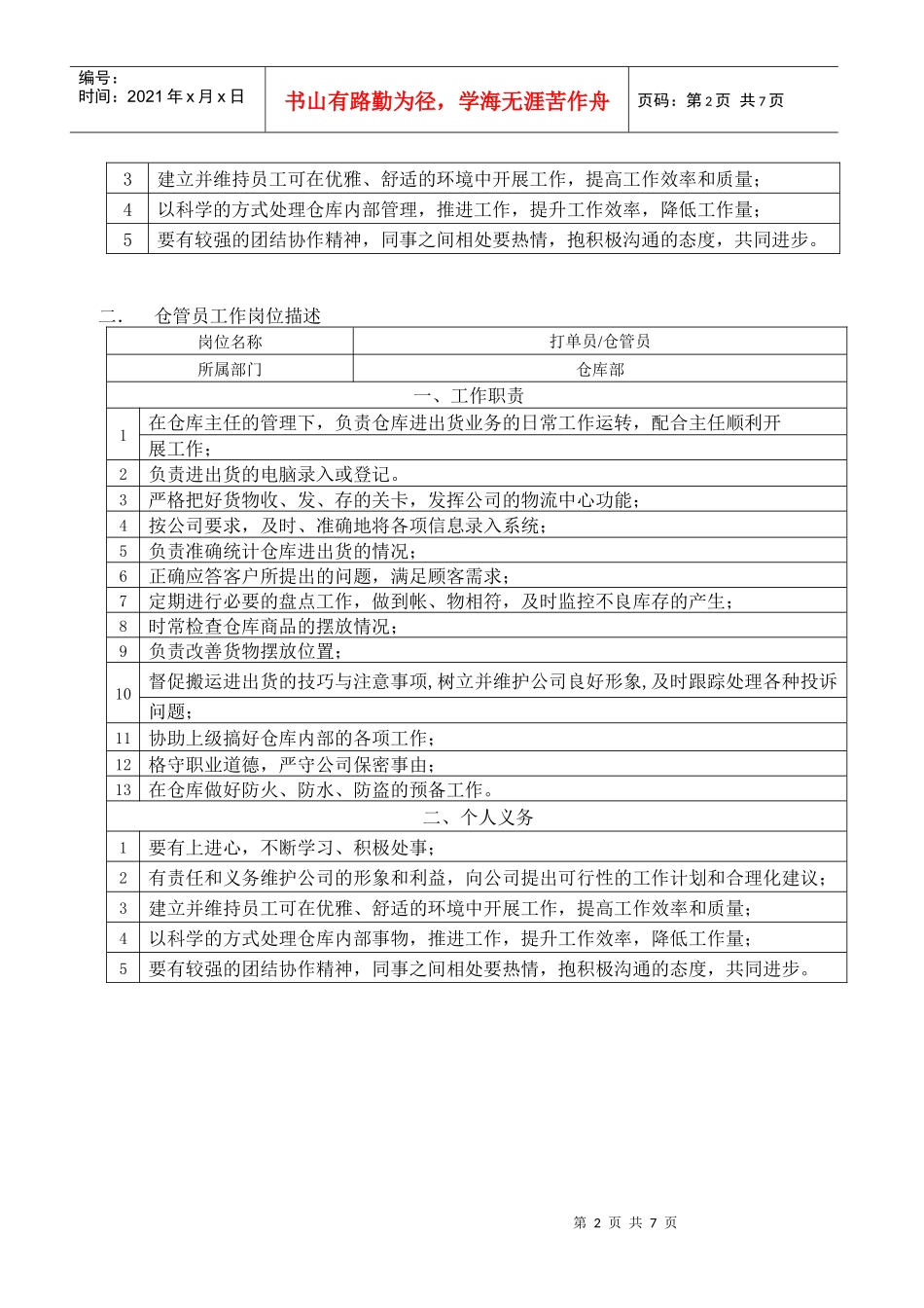 仓储部岗位指导书_第2页