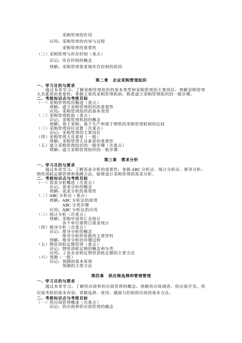 天津2012年自考“采购与供应管理(二)”课程考试大纲_第2页