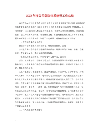 公司惩防体系建设工作总结