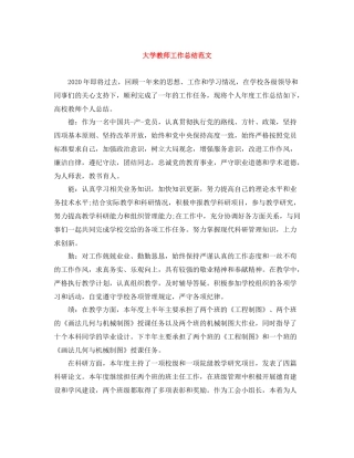 大学教师工作总结范文