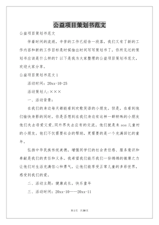 公益项目策划书范本