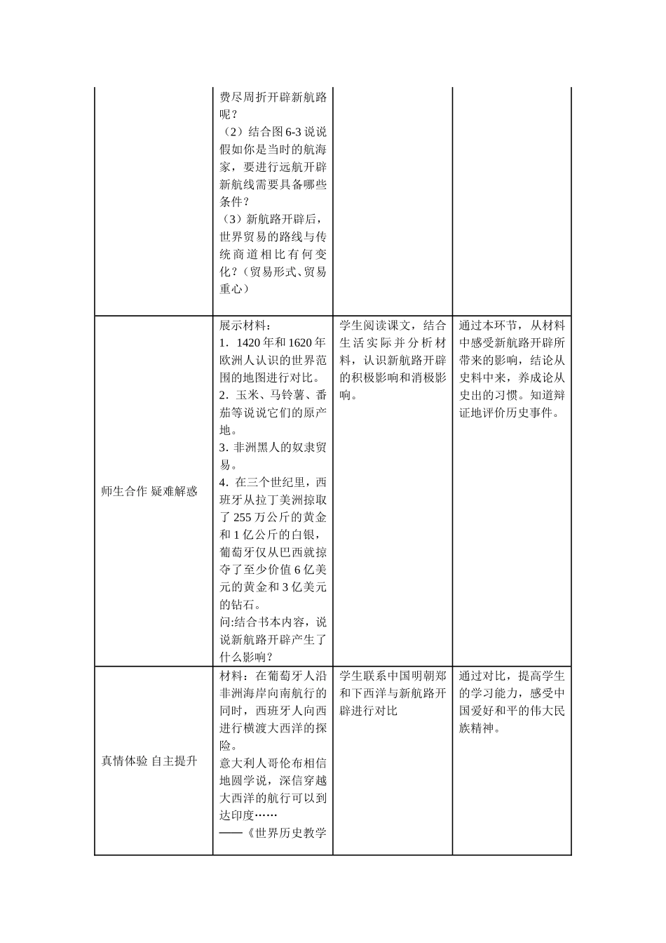 历史与社会人教版八下第六单元第一课《连通世界的新航路》教学设计_第3页