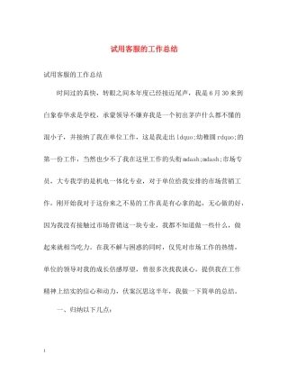 试用客服的工作总结