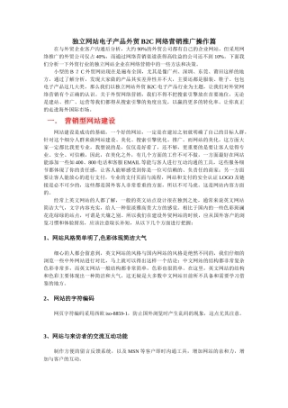 外贸B2C网络营销推广计划