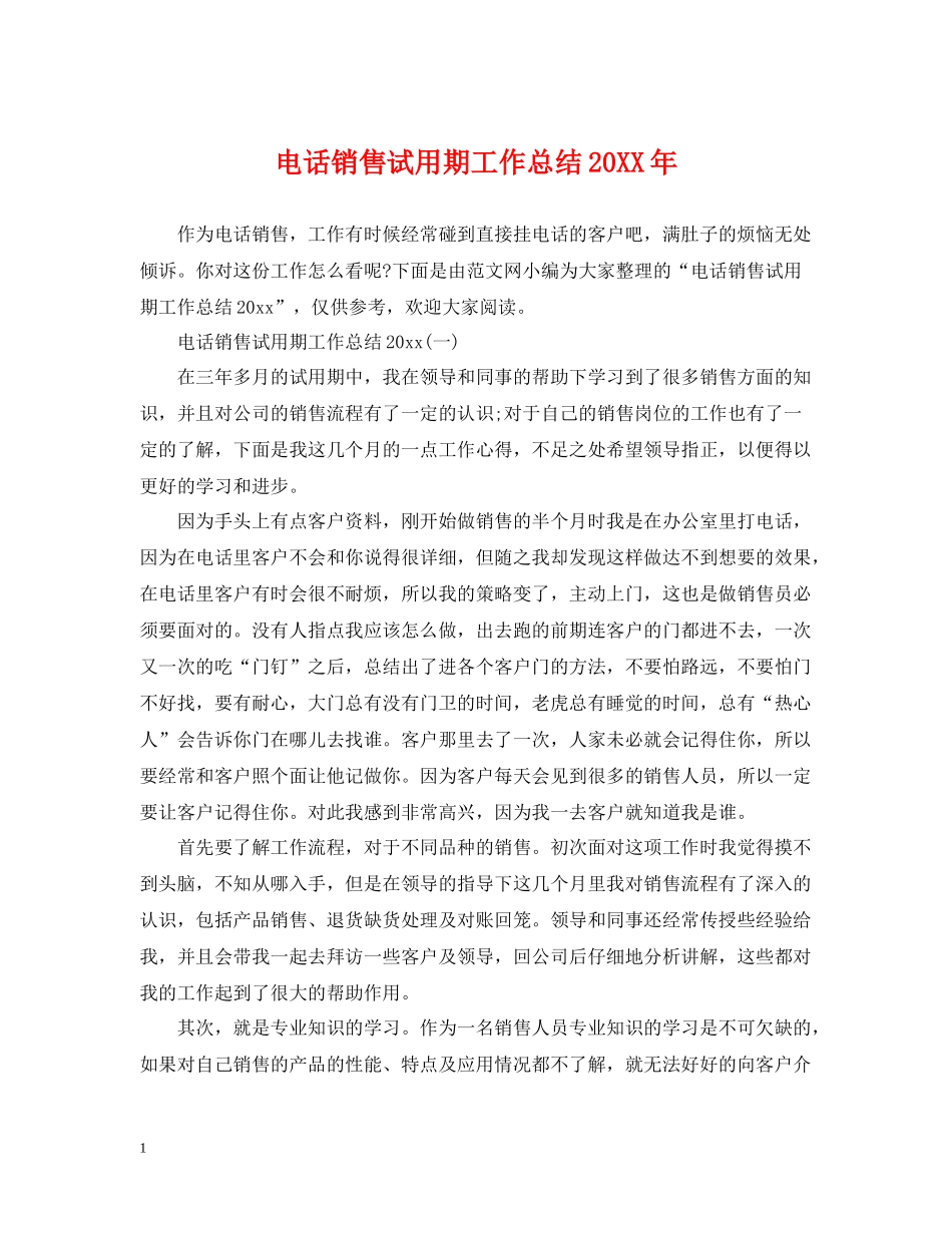 电话销售试用期工作总结2_第1页