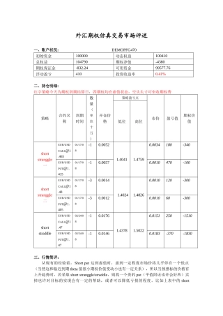 外汇期权仿真交易市场评述