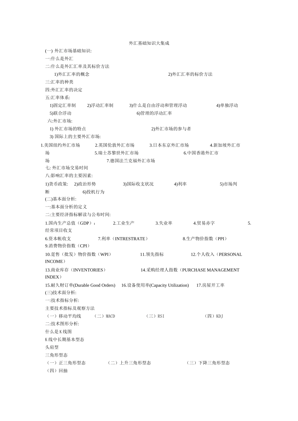 外汇基础知识大集成_第1页