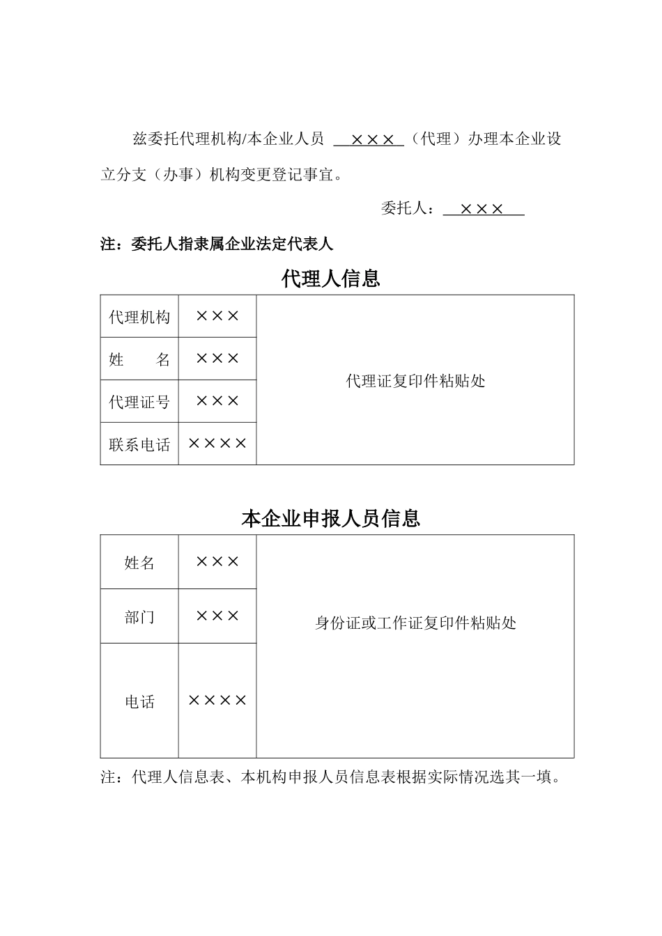 外商投资企业分支(办事)机构变更登记申请书_第2页