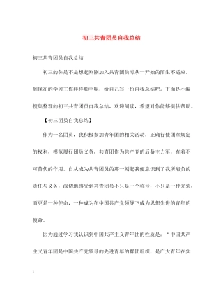 初三共青团员自我总结2)