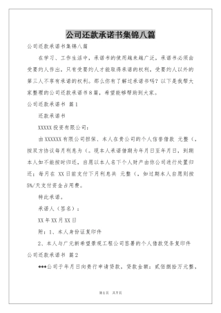 公司还款承诺书集锦八篇