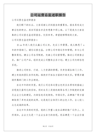 公司运营总监述职报告