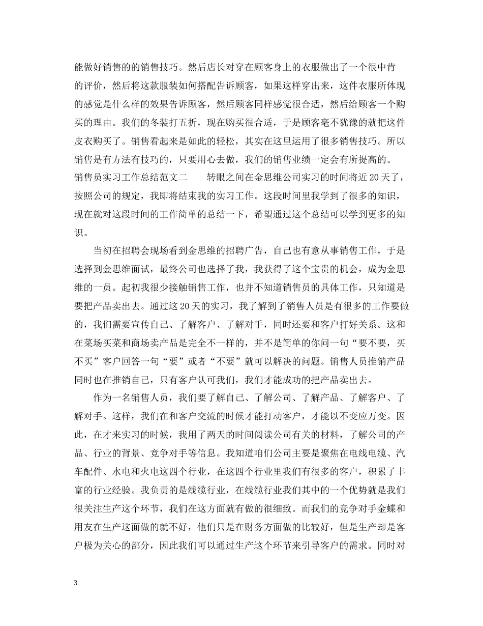 销售员实习工作总结范本_第3页