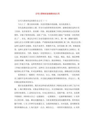 公司入职培训总结报告怎么写