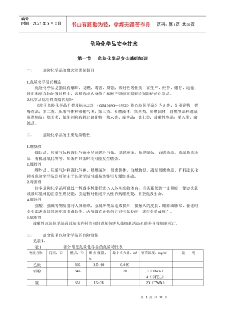 危化品安全技术