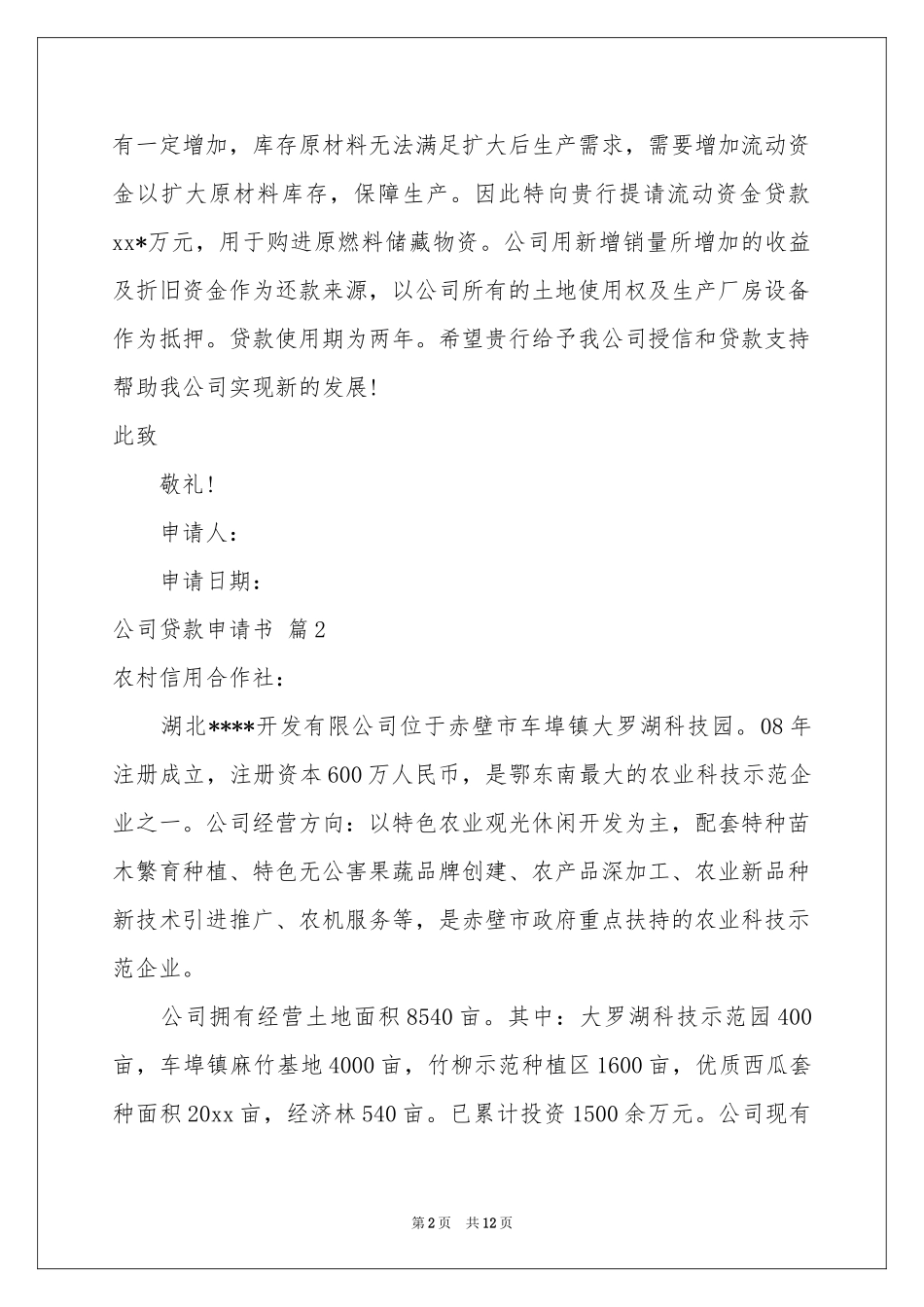 公司贷款申请书7篇_第2页