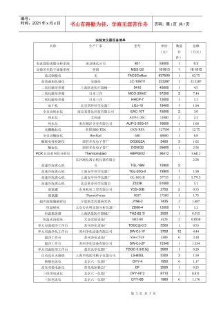 实验室仪器设备清单