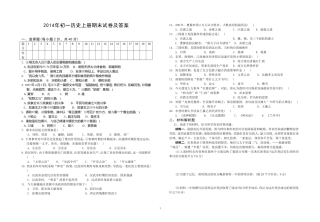 2013初一历史上册期末试卷及答案