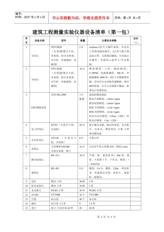 建筑工程测量实验仪器设备清单（第一包）