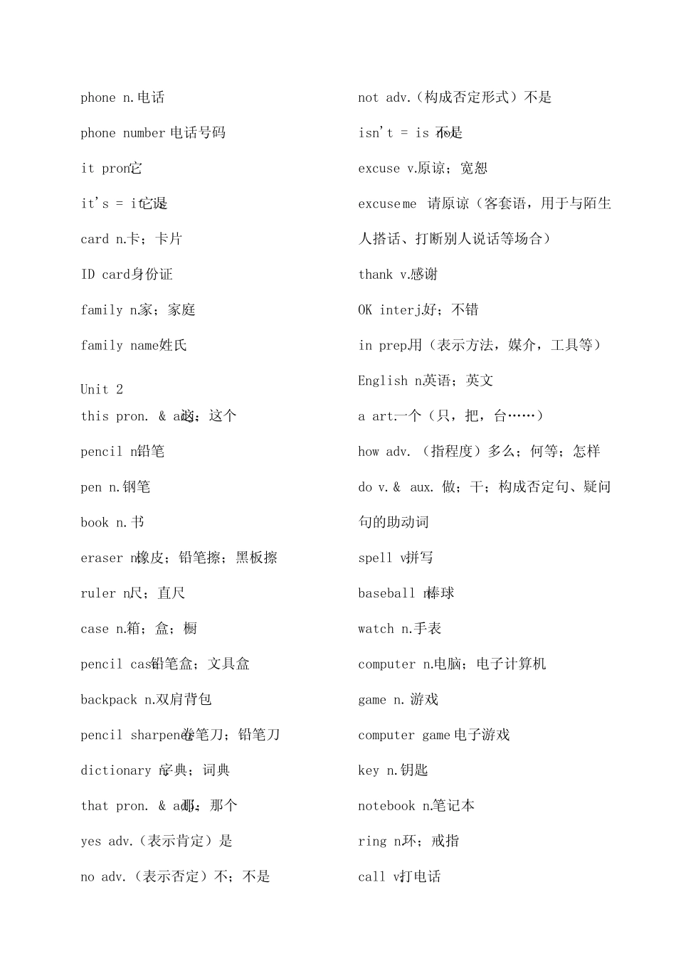 人教版七年级英语单词 上下册全 _第2页