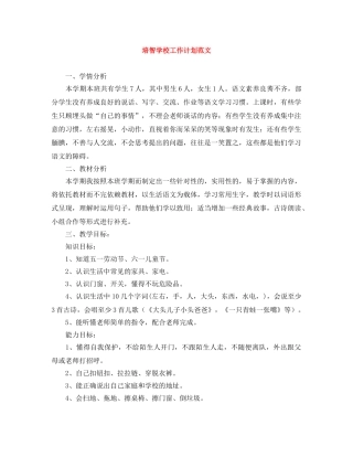 培智学校工作计划范文 