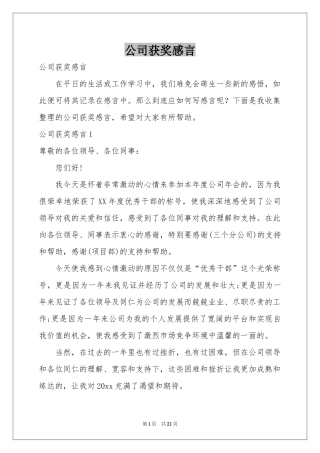 公司获奖感言