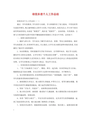 培优补差个人工作总结 