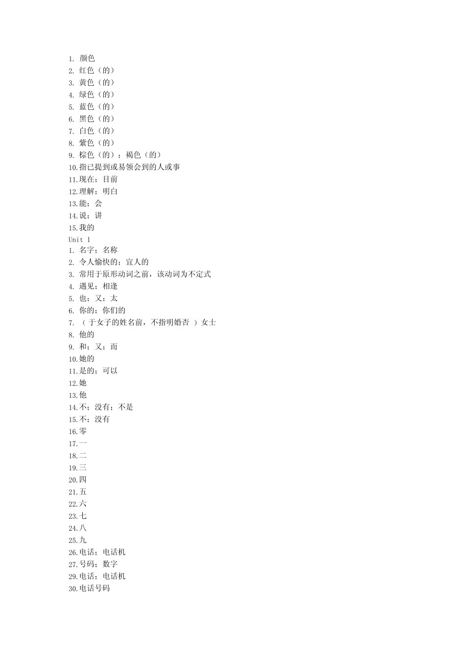 七年级上册英语单词背默表 _第2页