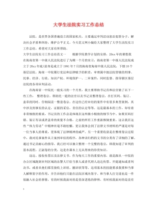 大学生法院实习工作总结
