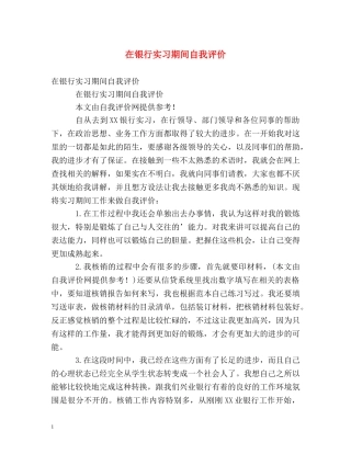 在银行实习期间自我评价 