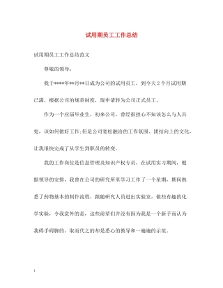 试用期员工工作总结2
