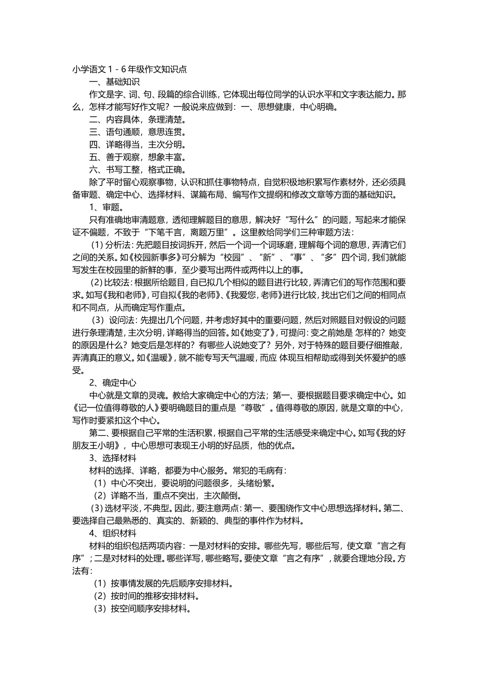 小学语文1－6年级作文知识点_第1页