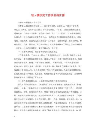 驻镇扶贫工作队总结汇报