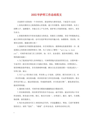 护师工作总结范文