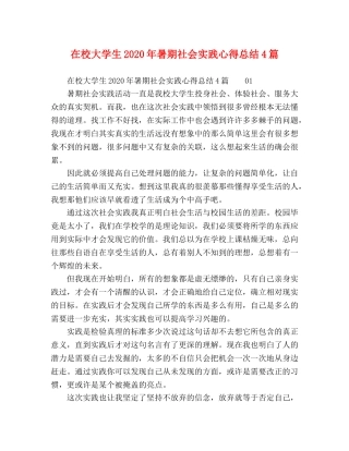在校大学生2020年暑期社会实践心得总结4篇 