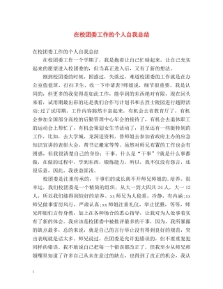 在校团委工作的个人自我总结 