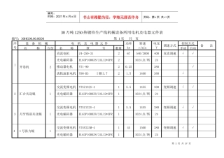 2、30万吨1250热镀锌生产线机械设备所用电机及电器元件表